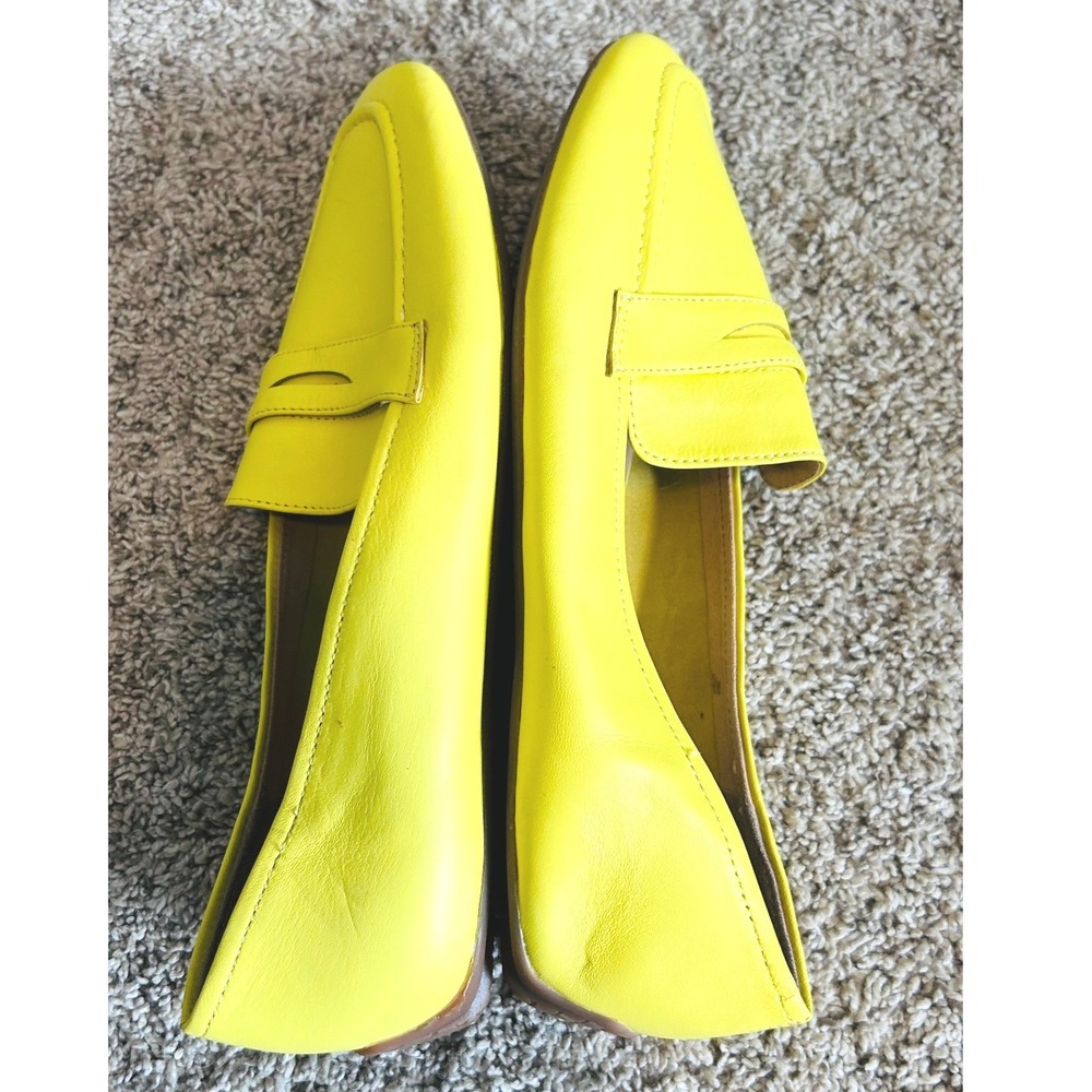 Talbots Ryan Lemon Yellow Dopamine Leather Penny Loafers Flats Womens 8.5M - Picture 4 of 8